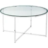 Walker Edison Furniture GAF36ALGCR 2 Piece Round Coffee Table Set; Glass & Chrome