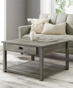 Walker Edison Furniture Co Walker Edison AF30CYSQCTGW 30 in. Square Country Coffee Table; Grey Wash