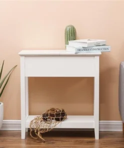 Winsome House Luxen Home White MDF Slim Accent Table with Flip-Top Storage