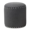 Wholesale Interiors 1708-Gray Baxton Studio Rosine Modern & Contemporary Fabric Upholstered Nail Trim Ottoman; Dark Grey