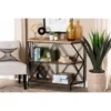 Wholesale Interiors JY20A158-Natural-Black-Console Baxton Studio Logan Modern Industrial Walnut Brown Finished Wood & Black Finished Metal 3-Tier Console Table
