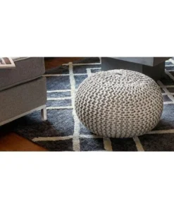 Comfortcorrect Round Jute Pouf; Ivory