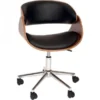 ArmenArtFurniture LCJUOFCHBL Julian Modern Chair In Black And Walnut Veneer Back and Chrome