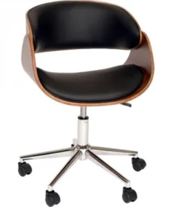 ArmenArtFurniture LCJUOFCHBL Julian Modern Chair In Black And Walnut Veneer Back and Chrome