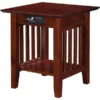 Atlantic Furniture AH14214 Mission End Table with Charger; Walnut