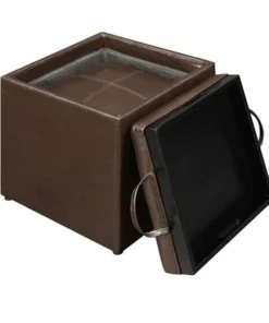 Convenience Concepts 143010 Park Avenue Single Ottoman with Stool & Serving Tray in Espresso