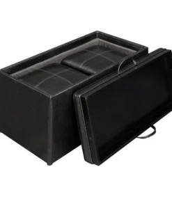 Convenience Concepts 143051 Sheridan Storage Bench with 2 side Ottomans in Black