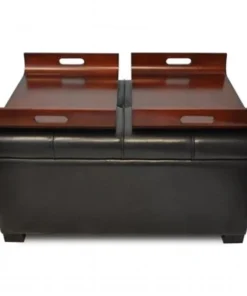 Convenience Concepts 163020E Designs 4 Comfort Espresso Storage Ottoman with Trays