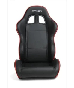 Cipher CPA1031 Black Synthetic Leather with Red Accent Piping Universal Racing Seats; Sold as a Pair