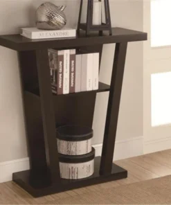 Coaster 950136 Angled Cappuccino Entry Table with Storage Space