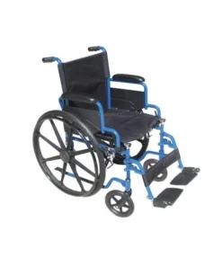 Refuah Blue Streak Wheelchair with Flip Back Desk Arms and Swing Away Footrest