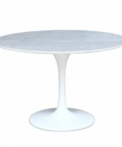 Fine Mod Imports FMI2020-39-white Flower Marble Table 39 in.; White