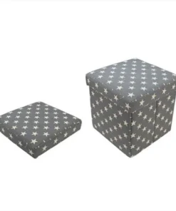 NorthLight 12 in. Decorative Gray Star Fabric Ottoman Storage Box