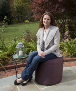 Gold Medal Products Co Gold Medal 1BF11985181 Outdoor-Indoor Weather Resistant Ottoman - Fife Plum