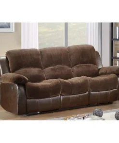 Home Elegance 9700FCP-3 Cranley Double Reclining Sofa in Chocolate