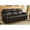 Home Elegance 9724BLK-3 Marille Reclining Sofa with Center Drop Down Cup Holders