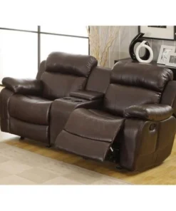 Home Elegance 9724BRW-2 Marille Rocking Reclining Love Seat with Center Console
