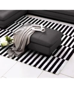 J&M Furniture JandM Furniture 1754431131-OTT Italian Leather Ottoman - Grey