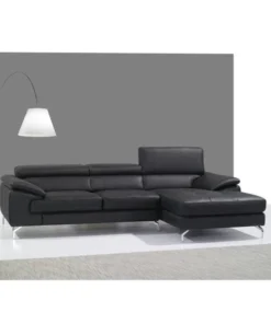 Gfancy Fixtures JandM Furniture Italian Leather Mini Sectional - Right Facing Chaise - Black