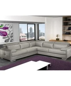 J&M Furniture J & M Furniture 17859 Gary Italian Leather Sectional - Grey