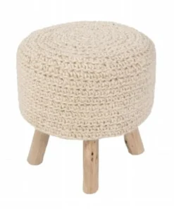 Jaipur Rugs POF100360 Solid Neutral Wool Pouf Ottoman - 16 x 16 x 16 in.