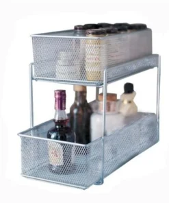 Ybm Home YBMHome 2304 Two Tier Mesh Sliding Cabinet Basket Pantry Organizer Drawer