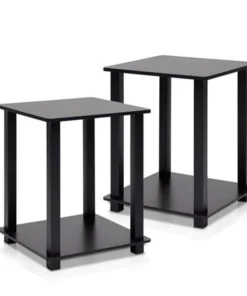 Furinno Simplistic End Table; Espresso & Black - 19.6 x 15.6 x 15.6 in. - Set of 2