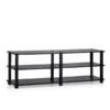 Furinno TST No Tools 3-Tier Wide Shoe Storage Rack; Dark Cherry & Black - 15.4 x 47.2 x 11.6 in.