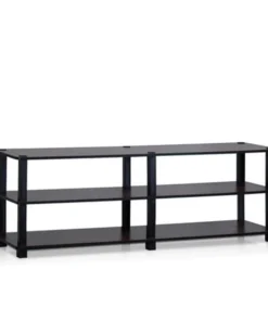 Furinno TST No Tools 3-Tier Wide Shoe Storage Rack; Dark Cherry & Black - 15.4 x 47.2 x 11.6 in.