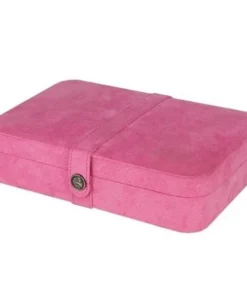 Mele & Co. 54523 Maria Plush Fabric Jewelry Box and Ring Case with Twenty-Four Sections in Rose Blush