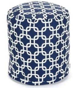 Majestic Home Goods Majestic Home Navy Blue Links Small Pouf