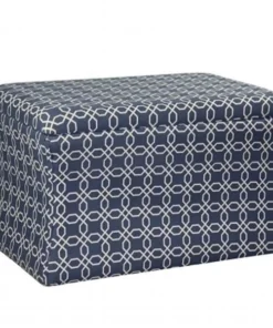 Ore International HB4557 19.25 in. Lattice Pouf Blue Storage Ottoman
