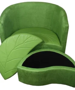 Ore International OreInternational HB4481 29 in. Green Suede Accent Chair With Storage Ottoman