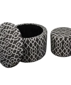Ore International OreInternational HB4526 17.5 in. Round Geometric Ottoman Plus 1 Seating