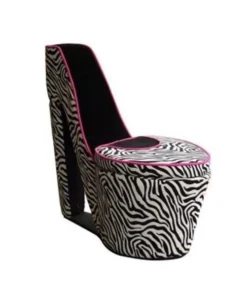 ORE International HB4258B Black Zebra Prints High Heel Storage Chair