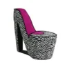 ORE International HB4258R Pink Zebra Prints High Heel Storage Chair