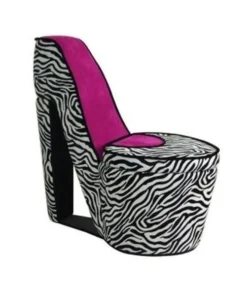 ORE International HB4258R Pink Zebra Prints High Heel Storage Chair