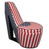 ORE International HB4566 Patriotic Red Stripes High Heels Storage Chair