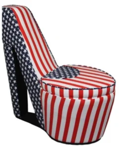 ORE International HB4566 Patriotic Red Stripes High Heels Storage Chair