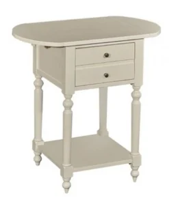 Chesterfield Leather Shiloh Table with Dropleaf - White