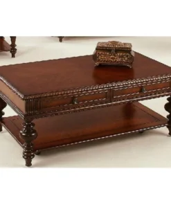 Progressive Furniture P587-01 Mountain Manor Traditional Style Rectangular Castered Cocktail Table; Heritage Cherry