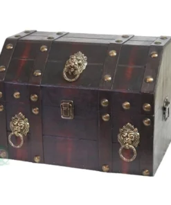 Quickway Imports QI003039 Antique Pirate Treasure Chest with Lion Rings