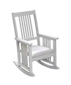 Seatsolutions Mission Style Childrens Rocking Chair with Upholstered Seat - White