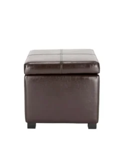 Safavieh HUD8228A Safavieh Elizabeth Brown Leather Storage Ottoman