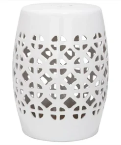 Safavieh ACS4508A Ceramic Circle Lattice Garden Stool - White