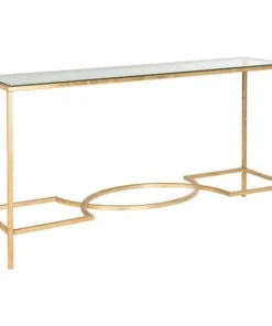 Safavieh FOX2542A Inga Console Table; Gold & Tempered Glass Top - 32 x 16 x 63 in.
