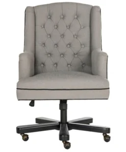 Safavieh MCR4211A Nichols Desk Accent Chair; Granite & Black - 39.8 x 30.9 x 26.4 in.