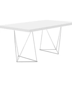 Temahome 9500.611452 Multi Table Top with Trestles; 71 Inch - Pure White - Chrome