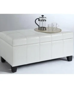 WHI 402-449WT Bella Storage Ottoman; White