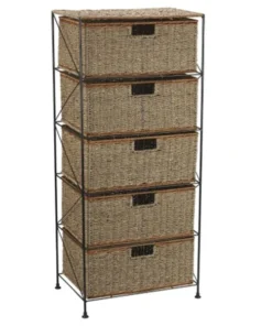 Fine-Line 5-Drawer Storage Unit; Seagrass; Rattan; 41.25 by 18 by 12-Inch